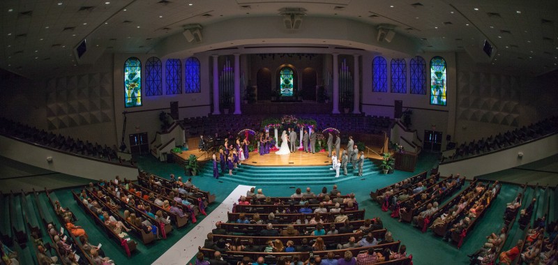 Purple and Pink Sevierville Church Wedding